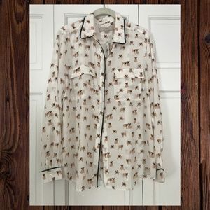 NWT Loft Pug Dog Utility Blouse (L)